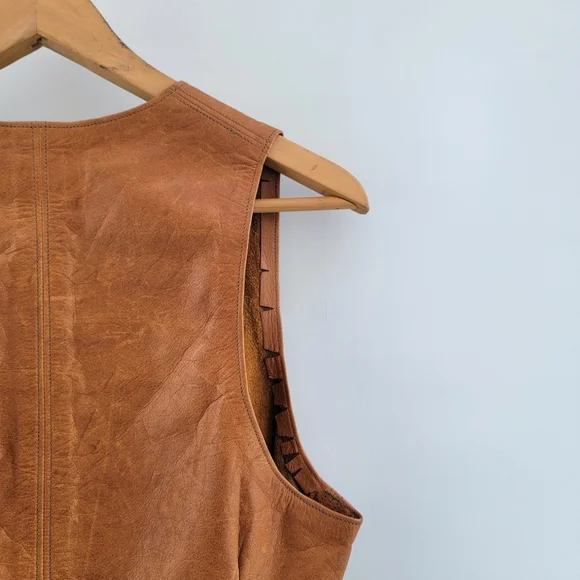 Brother Gambit Slick Vintage 70s Leather Vest Size Small Boho Western Southwest
